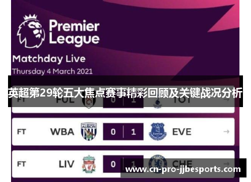 英超第29轮五大焦点赛事精彩回顾及关键战况分析